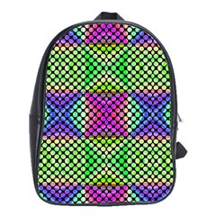 Bright  Circle Abstract Black Green Pink Blue School Bag (large) by BrightVibesDesign