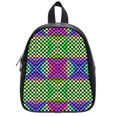 Bright  Circle Abstract Black Green Pink Blue School Bag (small) by BrightVibesDesign