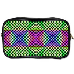 Bright  Circle Abstract Black Green Pink Blue Toiletries Bag (two Sides) by BrightVibesDesign