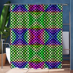 Bright  Circle Abstract Black Green Pink Blue Shower Curtain 60  X 72  (medium)  by BrightVibesDesign