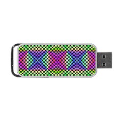 Bright  Circle Abstract Black Green Pink Blue Portable Usb Flash (two Sides) by BrightVibesDesign