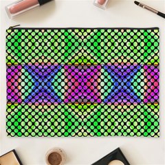 Bright  Circle Abstract Black Green Pink Blue Cosmetic Bag (xxxl) by BrightVibesDesign