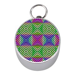 Bright  Circle Abstract Black Green Pink Blue Mini Silver Compasses by BrightVibesDesign