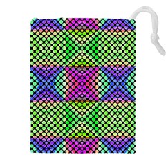 Bright  Circle Abstract Black Green Pink Blue Drawstring Pouch (5xl)