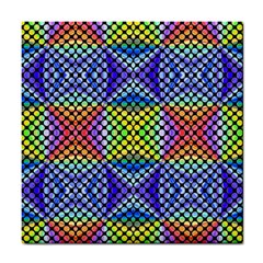 Bright Circle Abstract Black Blue Yellow Red Tile Coaster by BrightVibesDesign