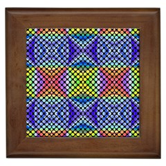 Bright Circle Abstract Black Blue Yellow Red Framed Tile by BrightVibesDesign