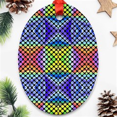 Bright Circle Abstract Black Blue Yellow Red Ornament (oval) by BrightVibesDesign