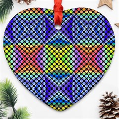 Bright Circle Abstract Black Blue Yellow Red Ornament (heart) by BrightVibesDesign