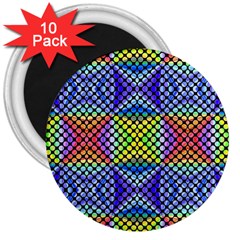 Bright Circle Abstract Black Blue Yellow Red 3  Magnets (10 Pack)  by BrightVibesDesign