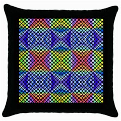 Bright Circle Abstract Black Blue Yellow Red Throw Pillow Case (black) by BrightVibesDesign