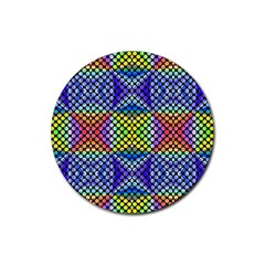 Bright Circle Abstract Black Blue Yellow Red Rubber Coaster (round)  by BrightVibesDesign