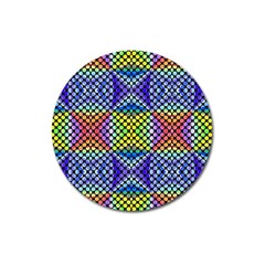 Bright Circle Abstract Black Blue Yellow Red Magnet 3  (round) by BrightVibesDesign