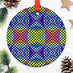 Bright Circle Abstract Black Blue Yellow Red Round Ornament (two Sides) by BrightVibesDesign