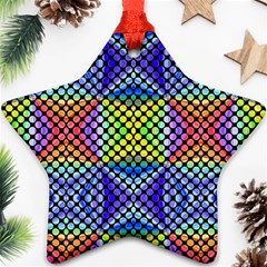 Bright Circle Abstract Black Blue Yellow Red Star Ornament (two Sides) by BrightVibesDesign