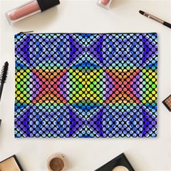 Bright Circle Abstract Black Blue Yellow Red Cosmetic Bag (xl) by BrightVibesDesign