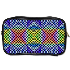 Bright Circle Abstract Black Blue Yellow Red Toiletries Bag (two Sides) by BrightVibesDesign