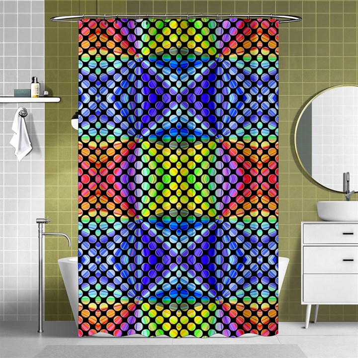 Bright Circle Abstract Black Blue Yellow Red Shower Curtain 48  x 72  (Small) 