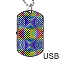 Bright Circle Abstract Black Blue Yellow Red Dog Tag Usb Flash (one Side) by BrightVibesDesign