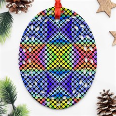 Bright Circle Abstract Black Blue Yellow Red Ornament (oval Filigree) by BrightVibesDesign