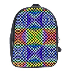 Bright Circle Abstract Black Blue Yellow Red School Bag (xl) by BrightVibesDesign