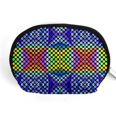 Bright Circle Abstract Black Blue Yellow Red Accessory Pouch (medium) by BrightVibesDesign