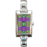 Bright  Circle Abstract Black Pink Green Yellow Rectangle Italian Charm Watch Front