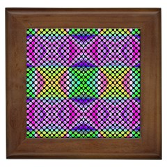 Bright  Circle Abstract Black Pink Green Yellow Framed Tile by BrightVibesDesign