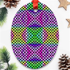 Bright  Circle Abstract Black Pink Green Yellow Ornament (oval) by BrightVibesDesign