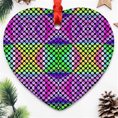 Bright  Circle Abstract Black Pink Green Yellow Ornament (heart) by BrightVibesDesign