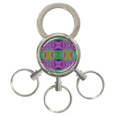 Bright  Circle Abstract Black Pink Green Yellow 3-ring Key Chain by BrightVibesDesign