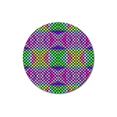 Bright  Circle Abstract Black Pink Green Yellow Magnet 3  (round) by BrightVibesDesign