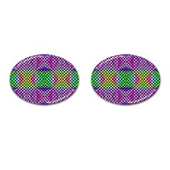 Bright  Circle Abstract Black Pink Green Yellow Cufflinks (oval) by BrightVibesDesign