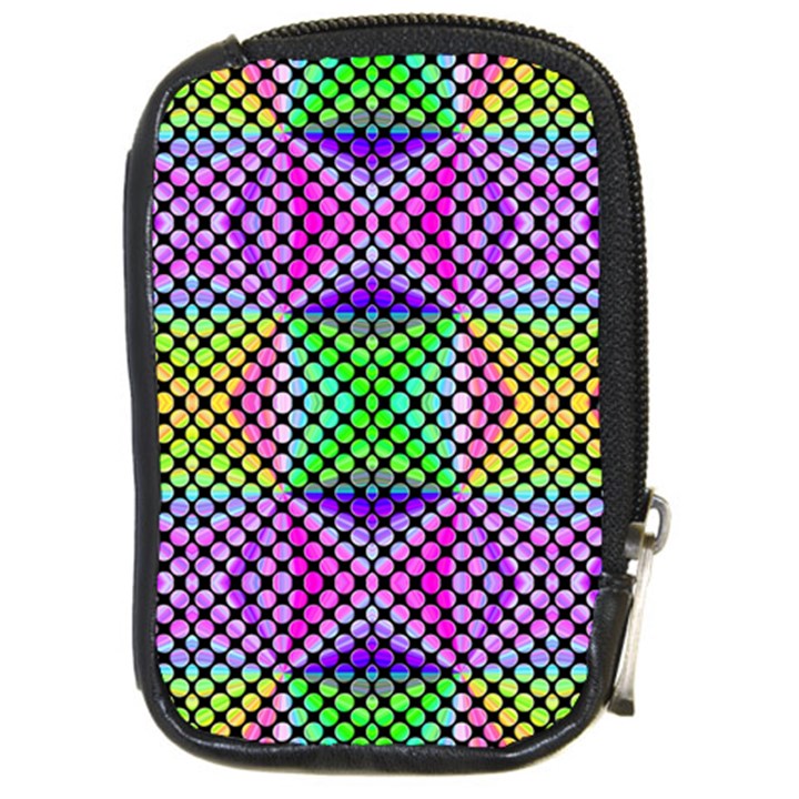 Bright  Circle Abstract Black Pink Green Yellow Compact Camera Leather Case