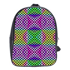 Bright  Circle Abstract Black Pink Green Yellow School Bag (large) by BrightVibesDesign