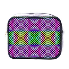 Bright  Circle Abstract Black Pink Green Yellow Mini Toiletries Bag (one Side) by BrightVibesDesign