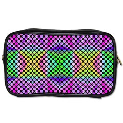 Bright  Circle Abstract Black Pink Green Yellow Toiletries Bag (one Side) by BrightVibesDesign