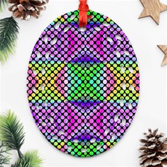 Bright  Circle Abstract Black Pink Green Yellow Ornament (oval Filigree) by BrightVibesDesign