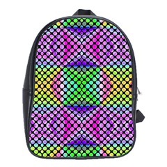 Bright  Circle Abstract Black Pink Green Yellow School Bag (xl) by BrightVibesDesign