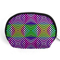 Bright  Circle Abstract Black Pink Green Yellow Accessory Pouch (medium) by BrightVibesDesign