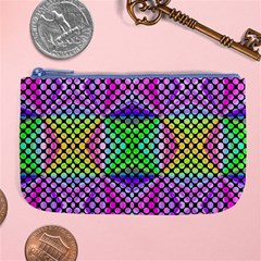 Bright  Circle Abstract Black Pink Green Yellow Large Coin Purse by BrightVibesDesign