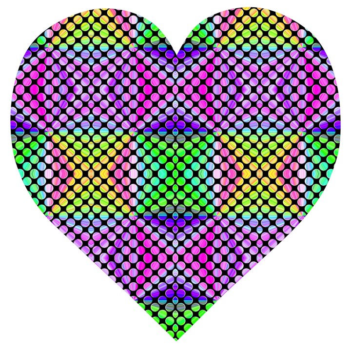 Bright  Circle Abstract Black Pink Green Yellow Wooden Puzzle Heart