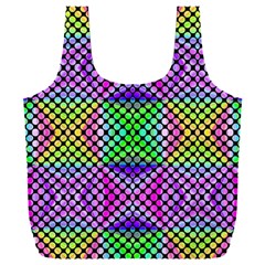 Bright  Circle Abstract Black Pink Green Yellow Full Print Recycle Bag (xxl) by BrightVibesDesign