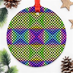 Bright  Circle Abstract Black Yellow Purple Green Blue Ornament (round) by BrightVibesDesign