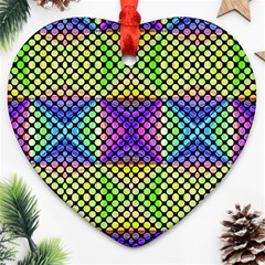 Bright  Circle Abstract Black Yellow Purple Green Blue Ornament (heart) by BrightVibesDesign