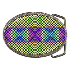 Bright  Circle Abstract Black Yellow Purple Green Blue Belt Buckles by BrightVibesDesign