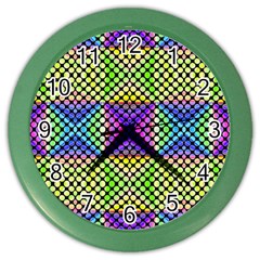 Bright  Circle Abstract Black Yellow Purple Green Blue Color Wall Clock by BrightVibesDesign