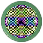 Bright  Circle Abstract Black Yellow Purple Green Blue Color Wall Clock Front