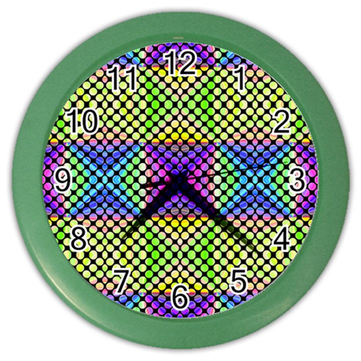 Bright  Circle Abstract Black Yellow Purple Green Blue Color Wall Clock