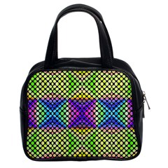 Bright  Circle Abstract Black Yellow Purple Green Blue Classic Handbag (two Sides) by BrightVibesDesign