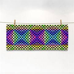 Bright  Circle Abstract Black Yellow Purple Green Blue Hand Towel by BrightVibesDesign